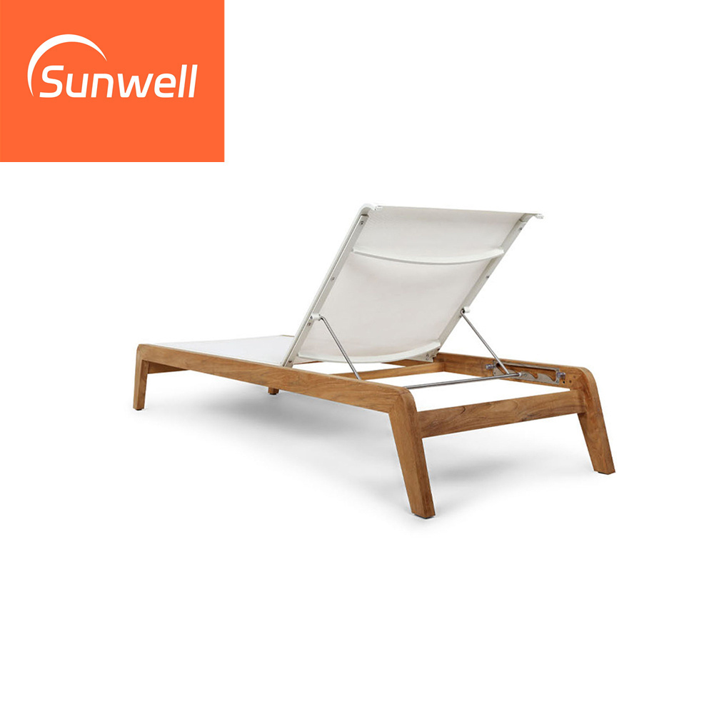 Sunwell Outside furniture outdoor commercial wooden sun loungers patio garden outdoor teak wood chaise lounge chair