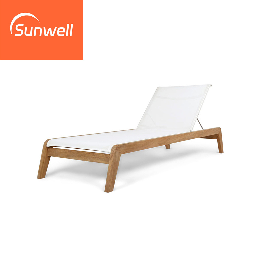 Sunwell Outside furniture outdoor commercial wooden sun loungers patio garden outdoor teak wood chaise lounge chair