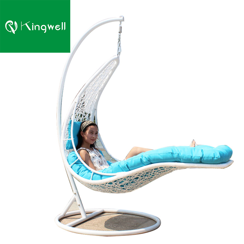 Synthetic rattan furniture hammock swing chair lounger chair for outside with footrest