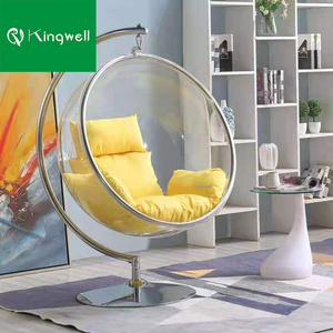 Hot selling outdoor furniture patio swing acrylic golden transparent indoor hanging moon chairs swings egg chair