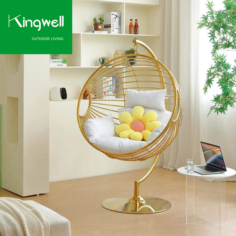 Latest design leisure furniture hanging bubble with acrylic living room chair gold egg chair on stand garden patio swing