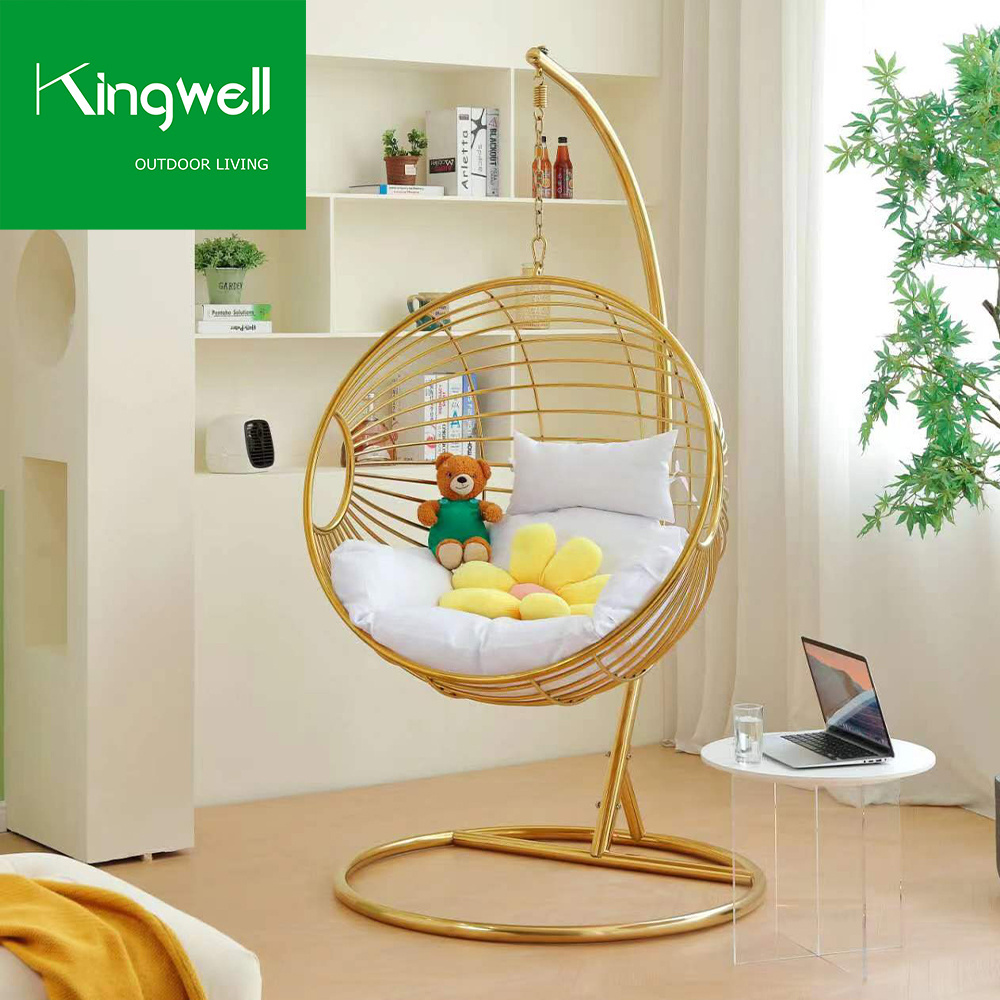 Latest design leisure furniture hanging bubble with acrylic living room chair gold egg chair on stand garden patio swing