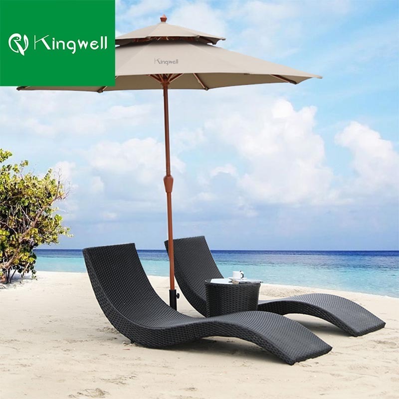 S shaped rattan furniture outdoor aluminum frame wicker sun loungers beach garden modern pool chaise lounge rattan sun lounger