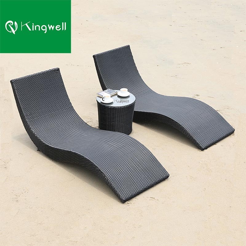 S shaped rattan furniture outdoor aluminum frame wicker sun loungers beach garden modern pool chaise lounge rattan sun lounger