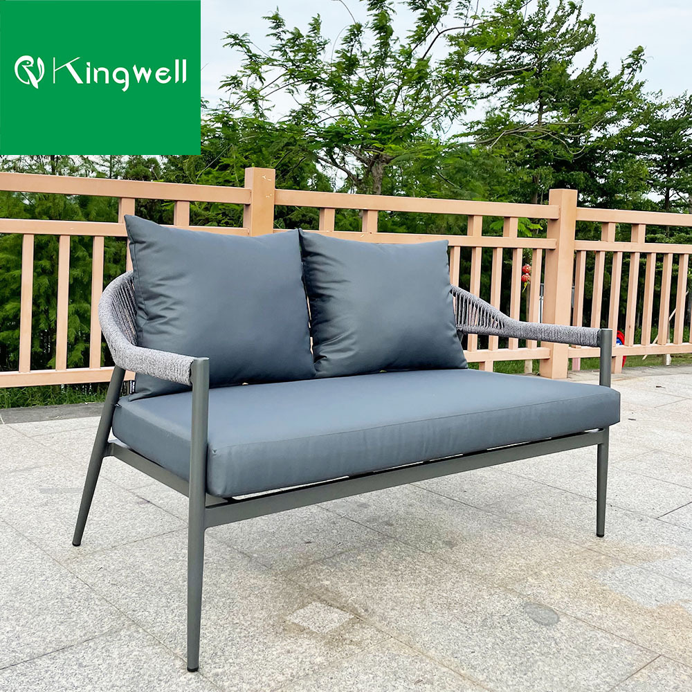 Best quality with best price outdoor patio furniture woven rope modern garden aluminum sofa set 5 seat