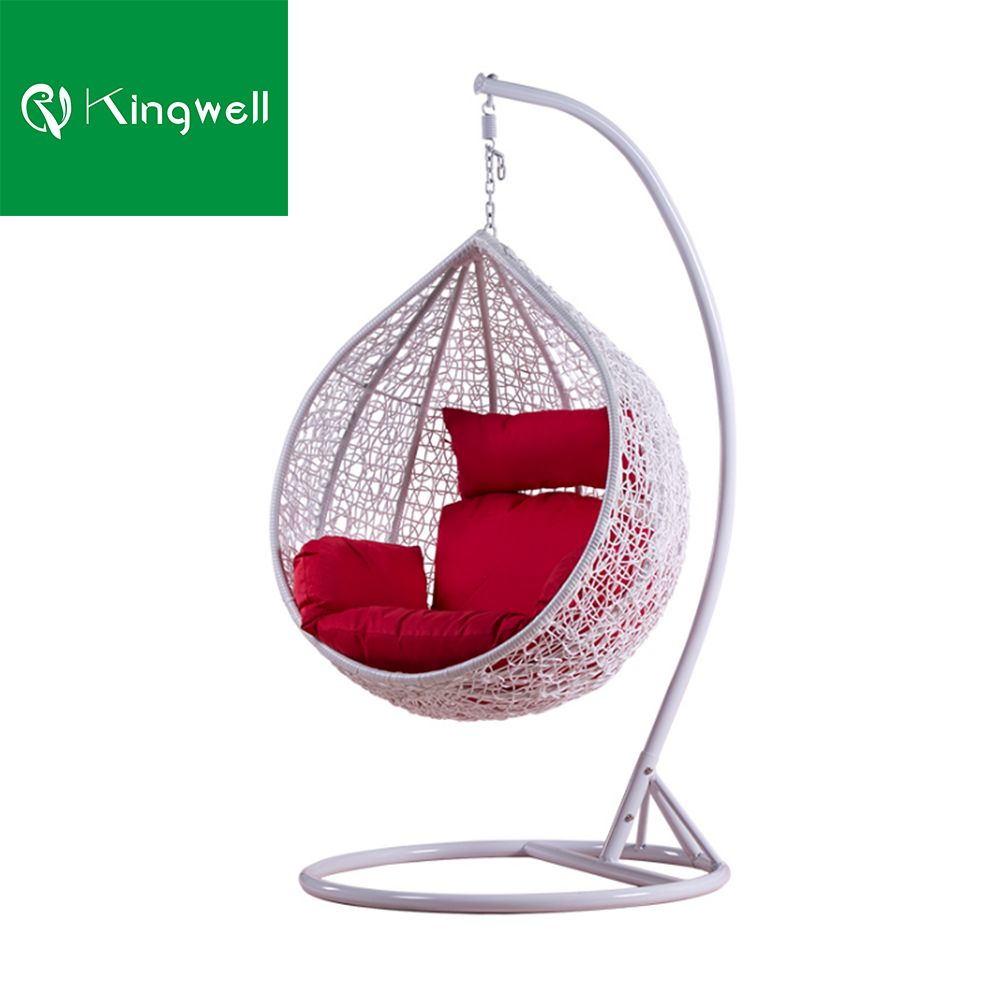 Modern outdoor garden furniture set metal frame PE rattan swinging chairs balcony bubble swing hanging chair with stand