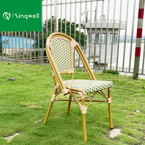 French style outdoor lounge chair restaurant furniture wicker PE rattan dining chair patio stackable dining chairs for cafe