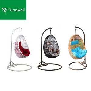 Wholesales price garden furniture swing chairs stand indoor and outdoor metal frame rattan egg swinging hanging chair