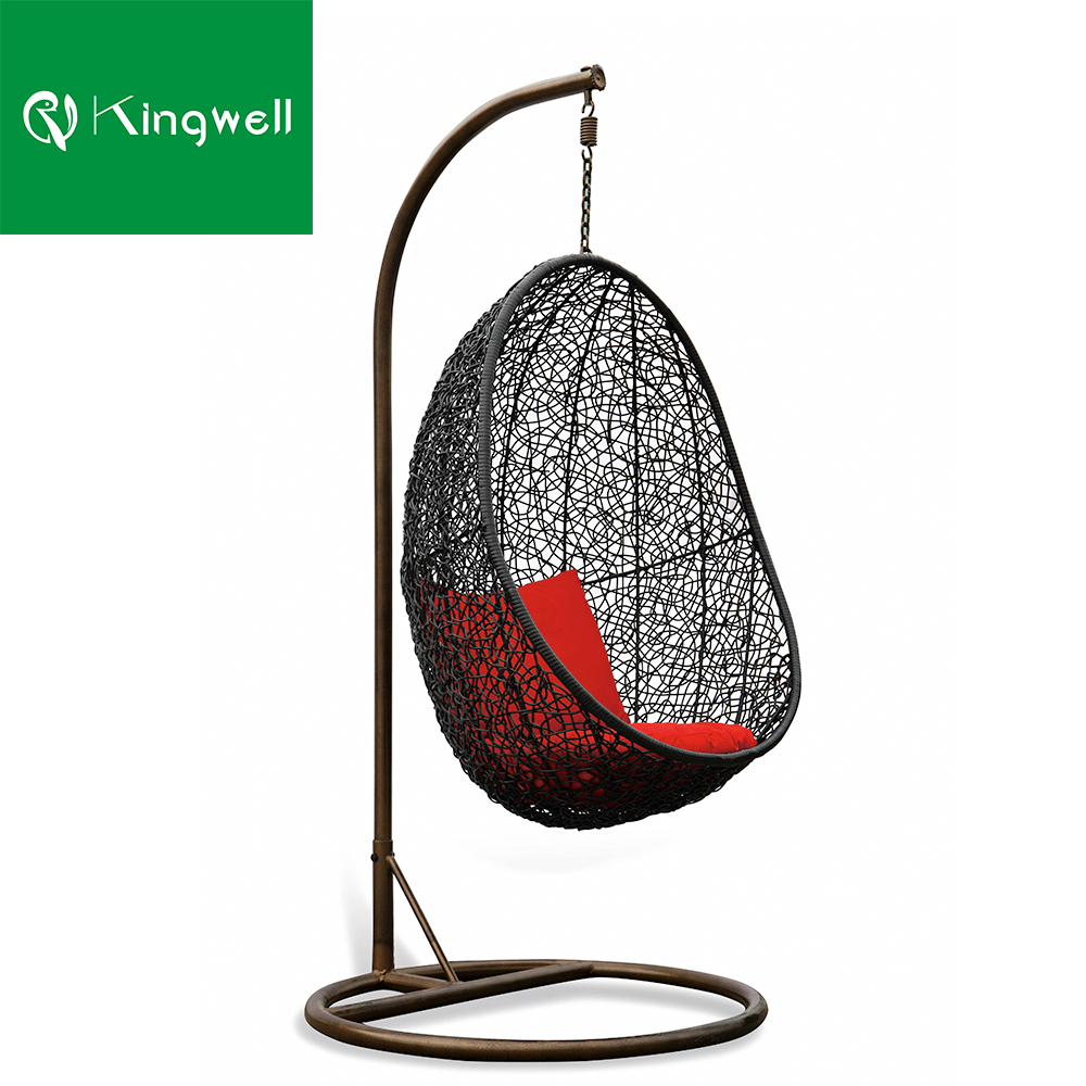 Wholesales price garden furniture swing chairs stand indoor and outdoor metal frame rattan egg swinging hanging chair