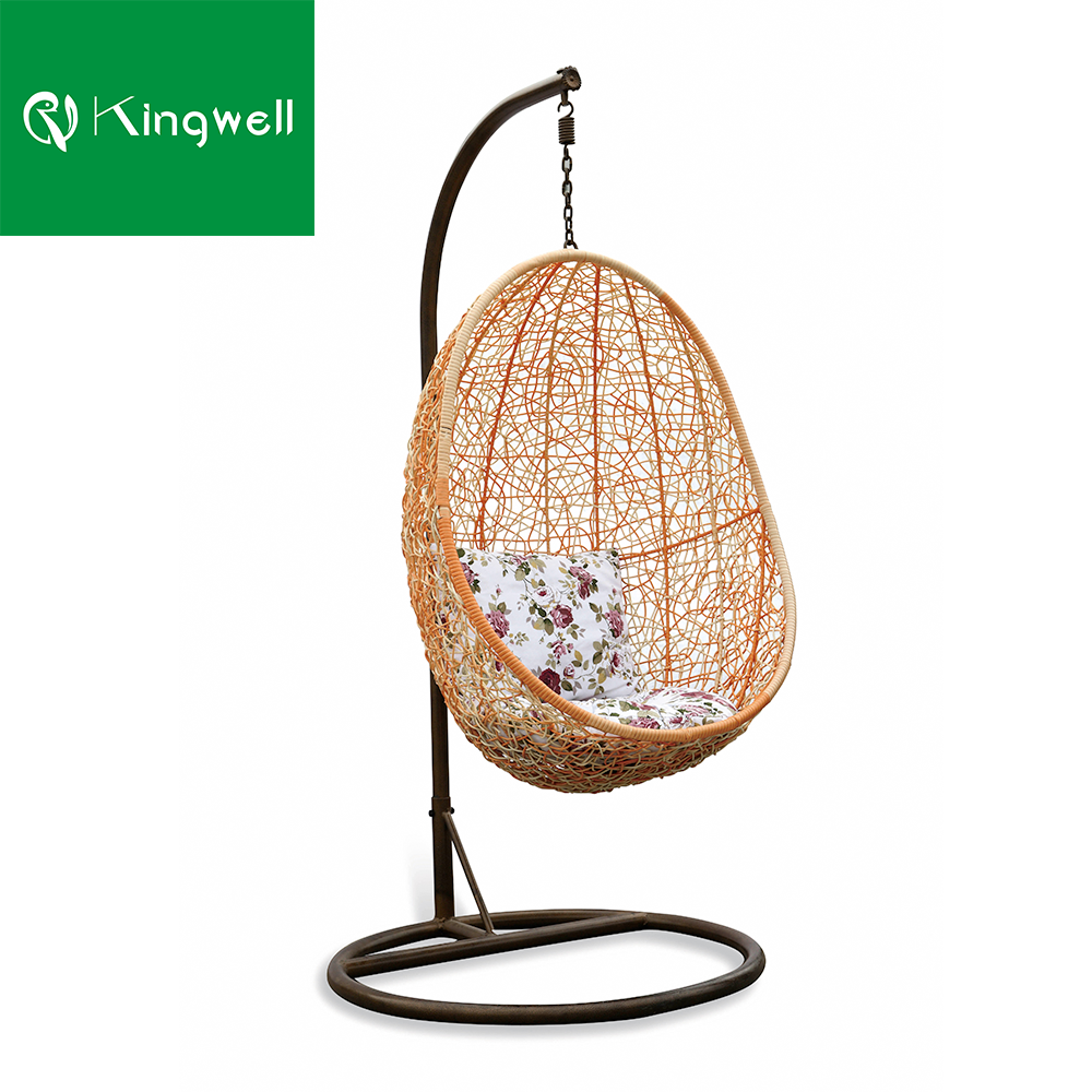 Wholesales price garden furniture swing chairs stand indoor and outdoor metal frame rattan egg swinging hanging chair