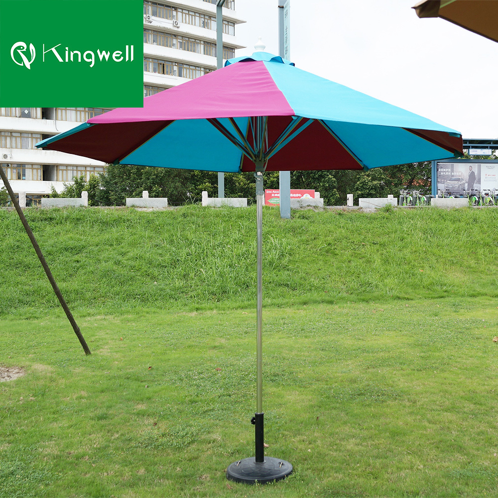 Round shape bali beach dining use waterproof furniture patio outdoor sunshade led light umbrella patio umbrellas