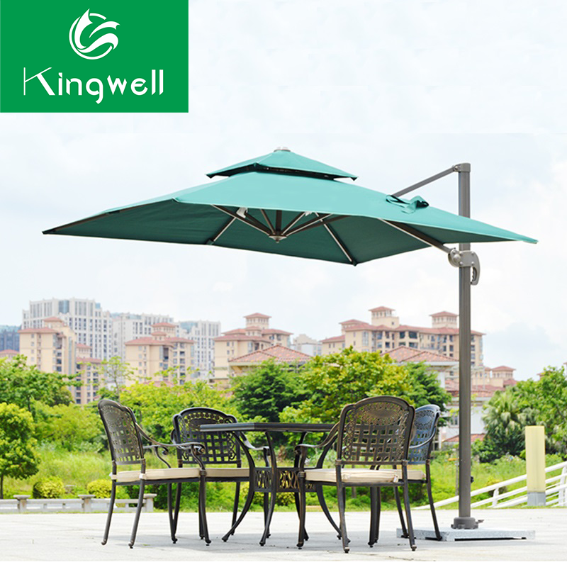 Cafe outdoor patio furniture beach side restaurant large umbrellas parasol big  sunshade garden umbrella with base