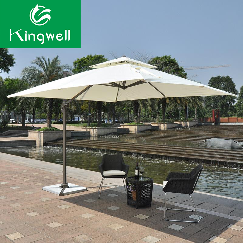 Cafe outdoor patio furniture beach side restaurant large umbrellas parasol big  sunshade garden umbrella with base