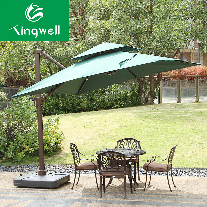 Cafe outdoor patio furniture beach side restaurant large umbrellas parasol big  sunshade garden umbrella with base