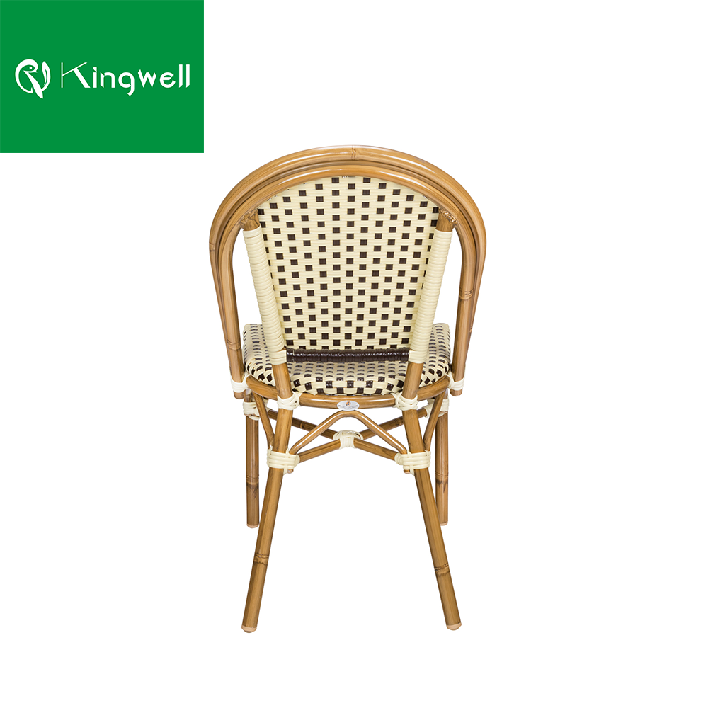 French style patio outdoor furniture rattan wicker dining chair set balcony aluminum rattan chaise lounge garden chairs for cafe