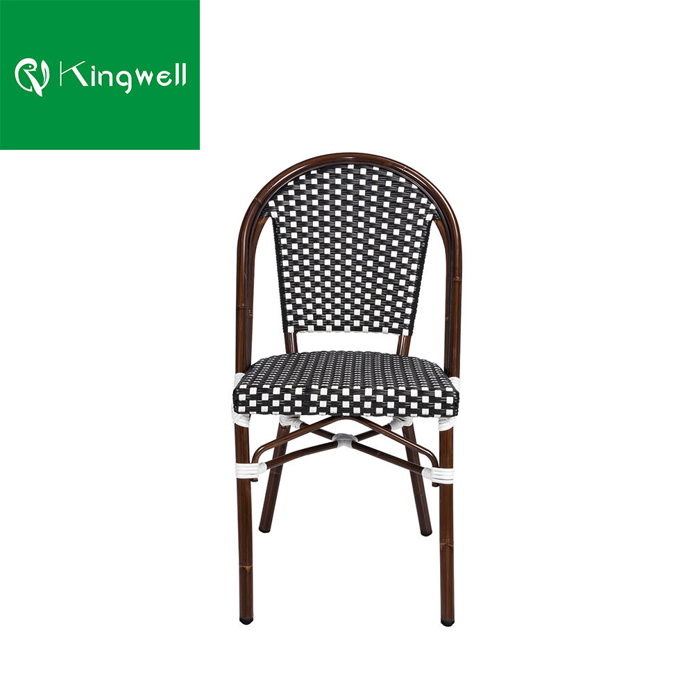 French style patio outdoor furniture rattan wicker dining chair set balcony aluminum rattan chaise lounge garden chairs for cafe