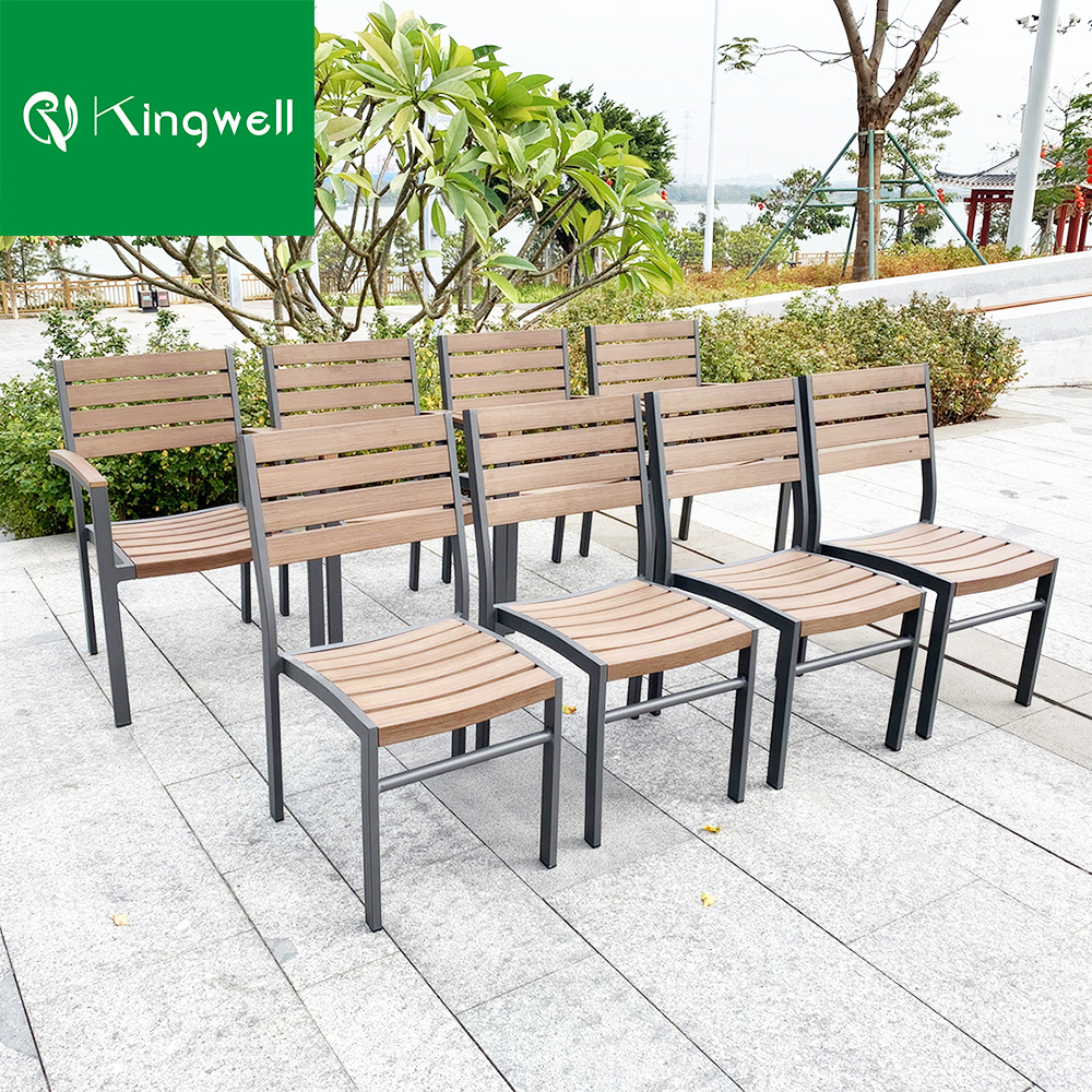 Hot sale high quality outdoor patio furniture for restaurant aluminum garden set with 4 chairs and 1 table teak