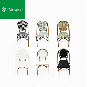 French style patio outdoor furniture rattan wicker dining chair set balcony aluminum rattan chaise lounge garden chairs for cafe