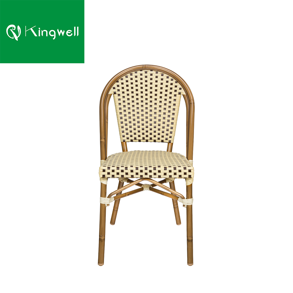 French style patio outdoor furniture rattan wicker dining chair set balcony aluminum rattan chaise lounge garden chairs for cafe