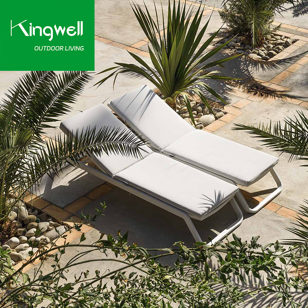 Hot sale modern outdoor daybed garden patio aluminium furniture leisure chaise lounge for pool side sun loungers