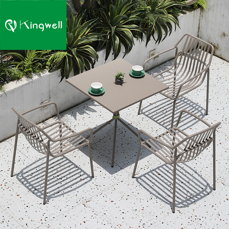 Outdoor Modern Restaurant Chairs Aluminum Rectangular Dining Table Set Metal Outdoor Furniture Garden Set 5 Years Modern Stylish