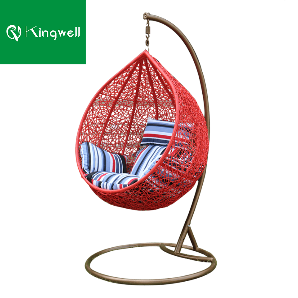 Modern outdoor garden furniture set metal frame PE rattan swinging chairs balcony bubble swing hanging chair with stand