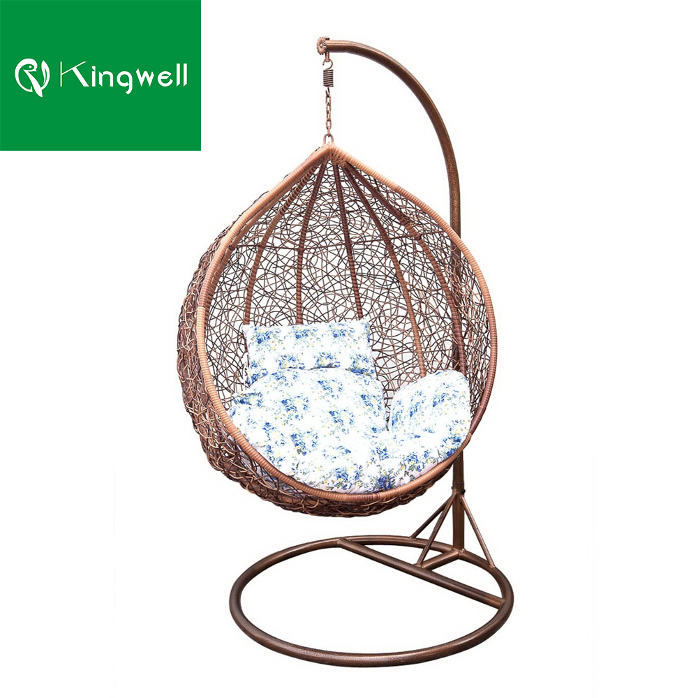 Modern outdoor garden furniture set metal frame PE rattan swinging chairs balcony bubble swing hanging chair with stand