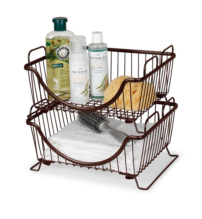 Household Basket Space Saving Easy Attach Under Shelf Metal Wire Kitchen Storage Basket