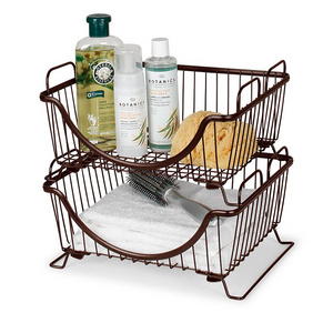 Household Basket Space Saving Easy Attach Under Shelf Metal Wire Kitchen Storage Basket