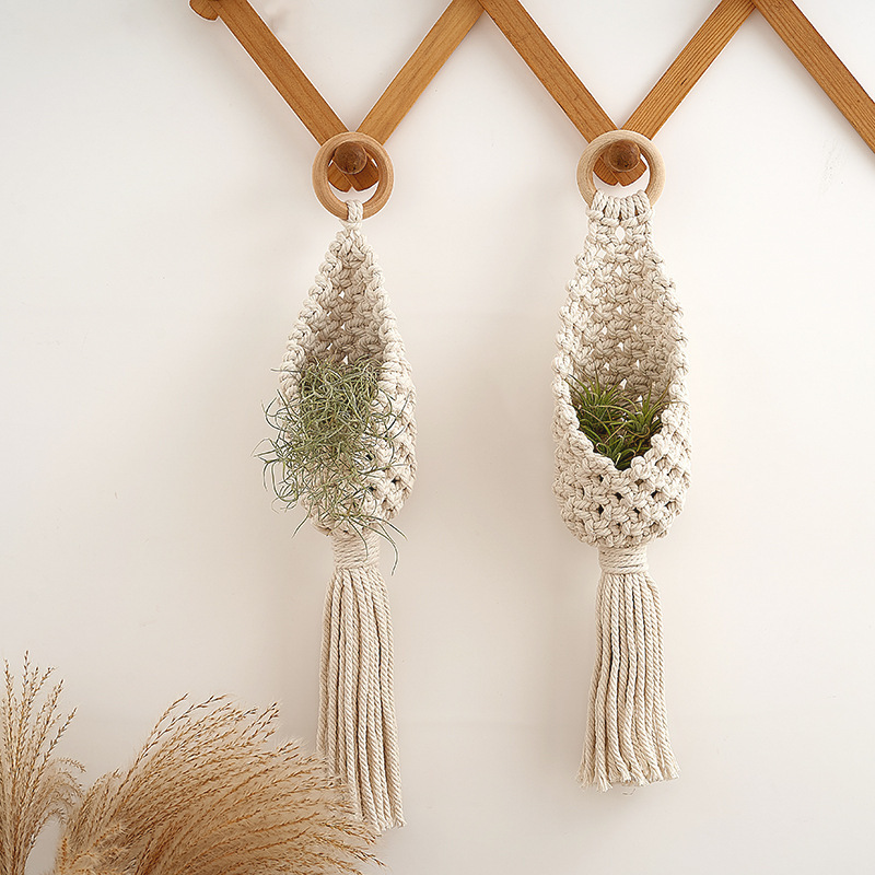 2024 Customized Macrame Hanging Air Plant Tail Minimalist Boho Plant Hanger Simple for Indoor home garden plant hanging