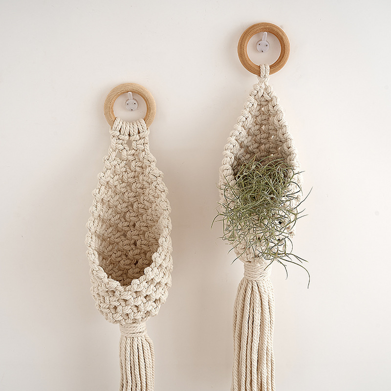 2024 Customized Macrame Hanging Air Plant Tail Minimalist Boho Plant Hanger Simple for Indoor home garden plant hanging