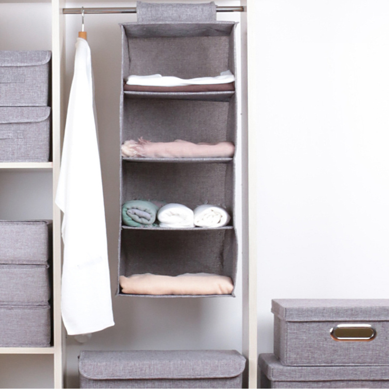 Hanging Multi tier Fabric Linen clothes organizers Cabinet wardrobe storage drawers box for drawers