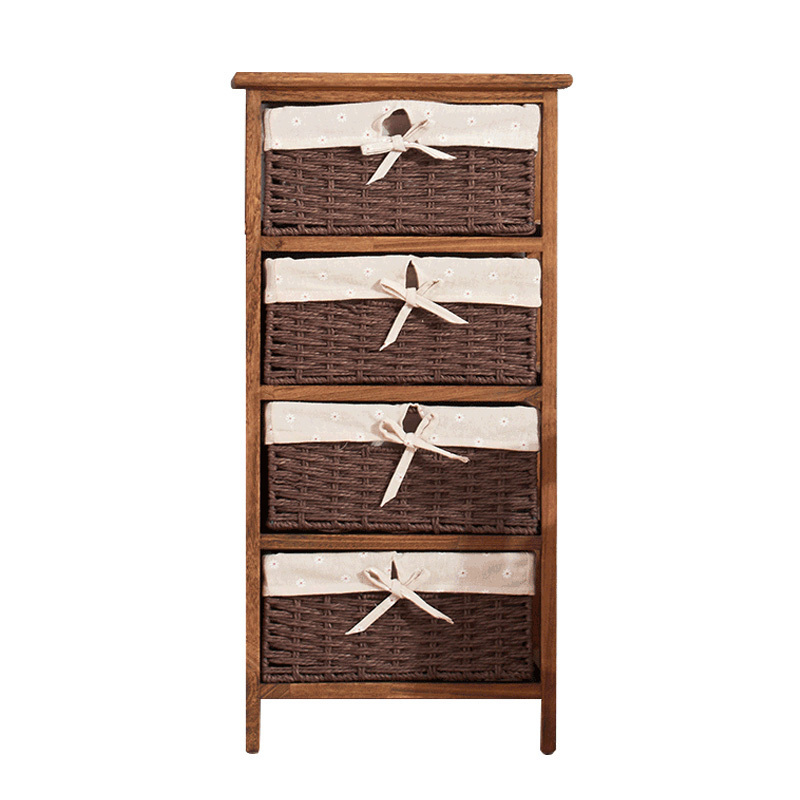 Wholesale customised willow wicker storage baskets boxes cabnit storage drawers with liner