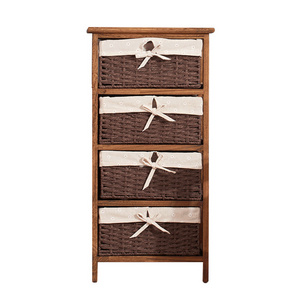 Wholesale customised willow wicker storage baskets boxes cabnit storage drawers with liner