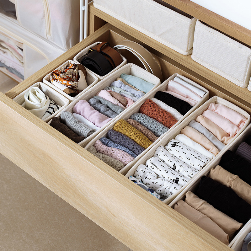 Multi-purpose Foldable Underwear Drawer Organizer Cabinet Closet Dividers fabric Storage Box for socks, Underwear