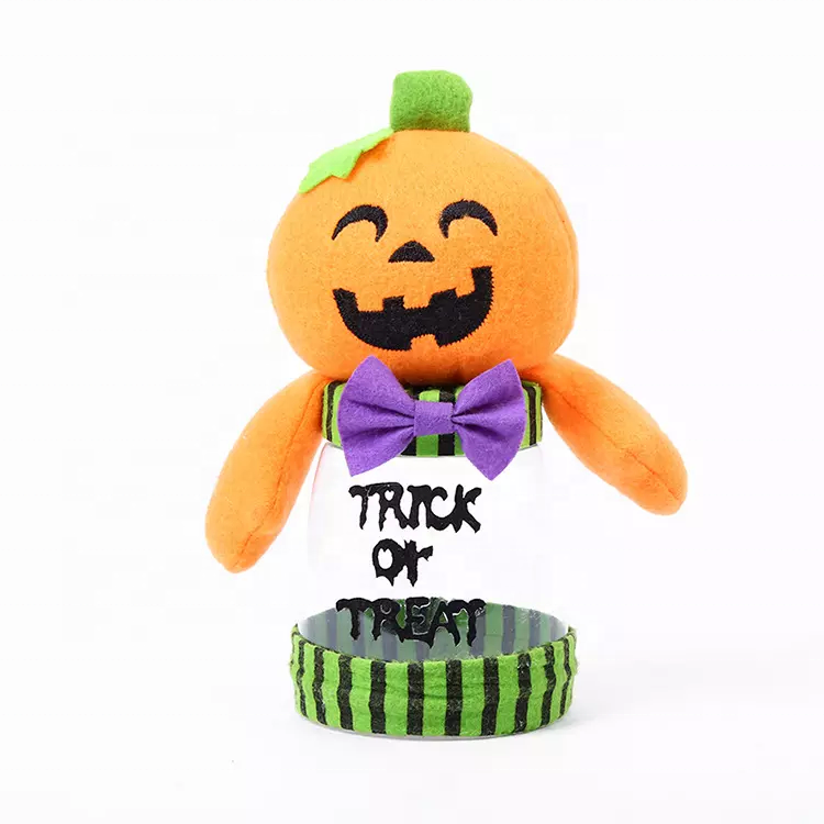 Kingwillow Cute Pumpkin Halloween Party Decoration  Plastic Jar Candy Gift Jar