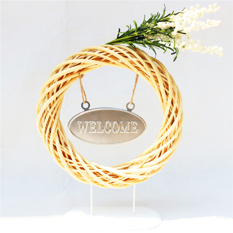 Kingwillow home wall decor handmade Hanging Xmas Tree Decor  Round woven wicker Christmas decorations