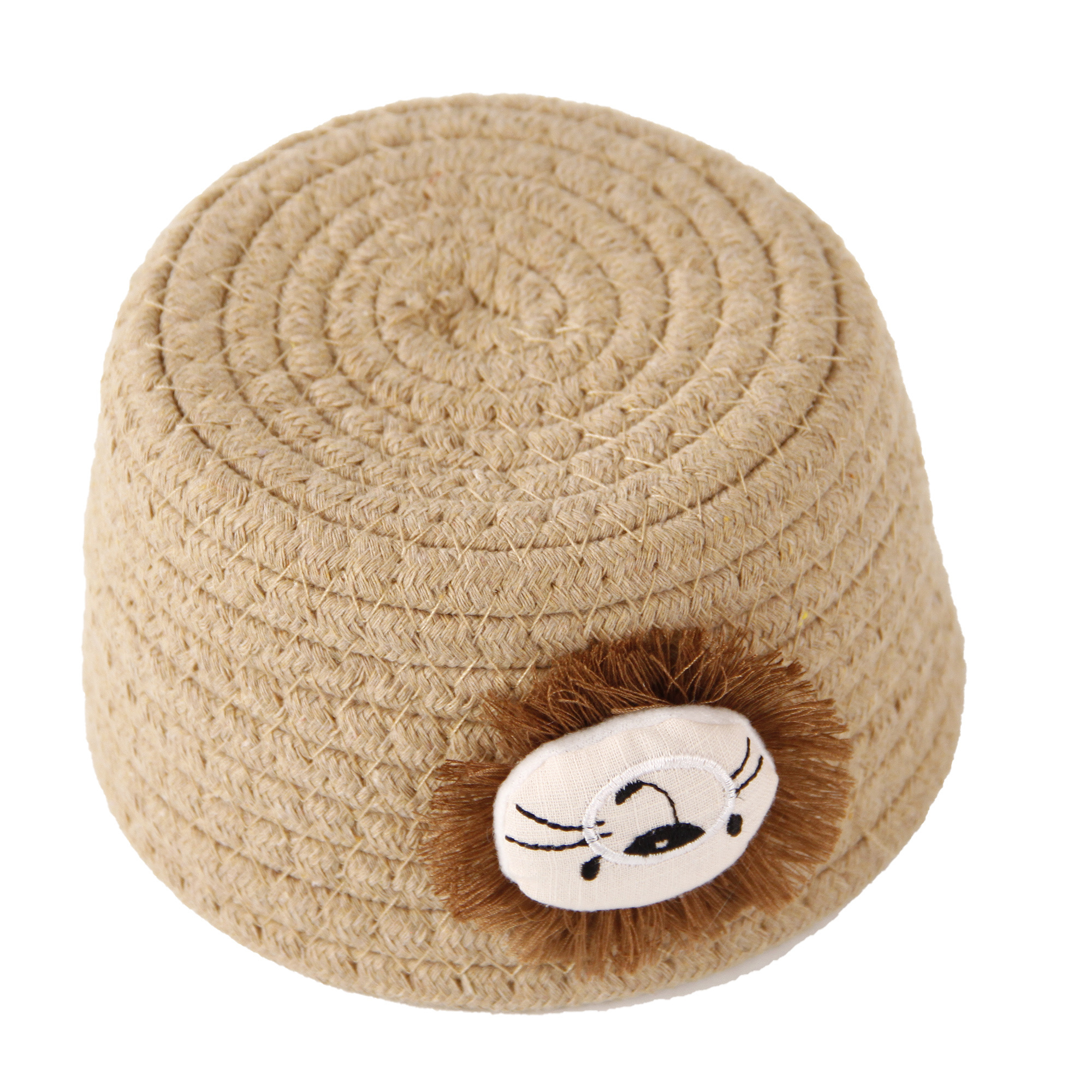 Kingwillow Small Rope Basket Round Woven Storage Cute Dog Toy Cotton Baby Nursery Hamper Shelf Decorative Bin for Keys Gift