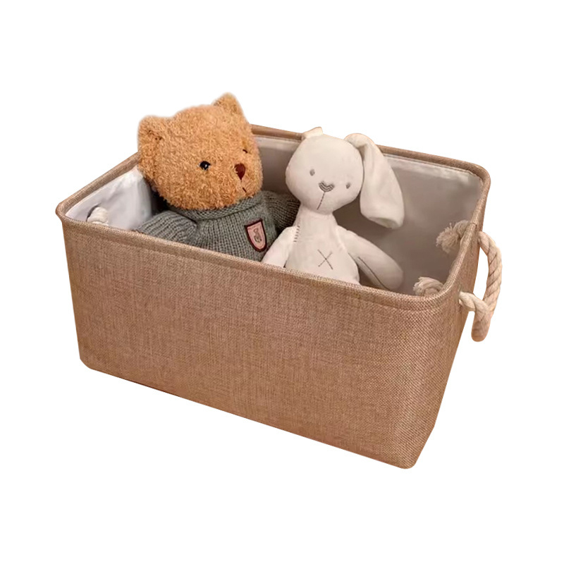 Large-Capacity Linen Fabric Storage Basket New Modern Foldable Handle Waterproof Home Use Clothing Toys Snacks Woven Cotton Rope