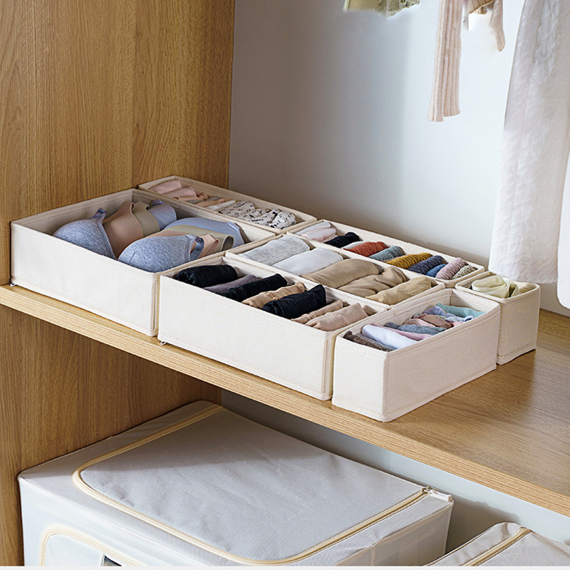 Multi-purpose Foldable Underwear Drawer Organizer Cabinet Closet Dividers fabric Storage Box for socks, Underwear