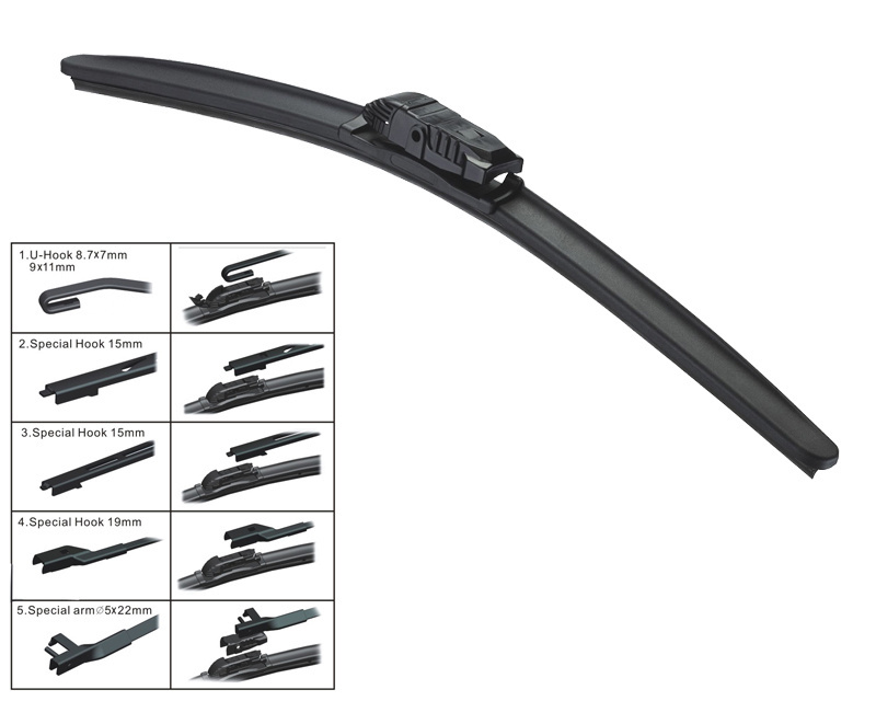 K-937B Hot sale wholesale factory price OEM quality  Multi-Function Hybrid Flat Frameless soft  Wiper Blade For All Car