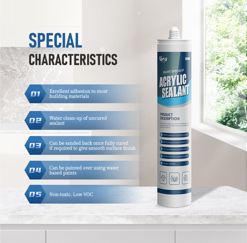 KINGWIT Custom Non-Toxic One Component Acrylic Concrete Gap Sealant Concrete Caulk Sealant