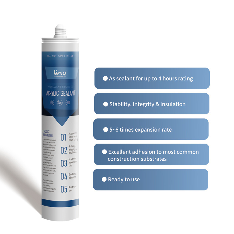 KINGWIT Customizable White Intumescent Fire Rated Acrylic Sealant For Grouting Joints