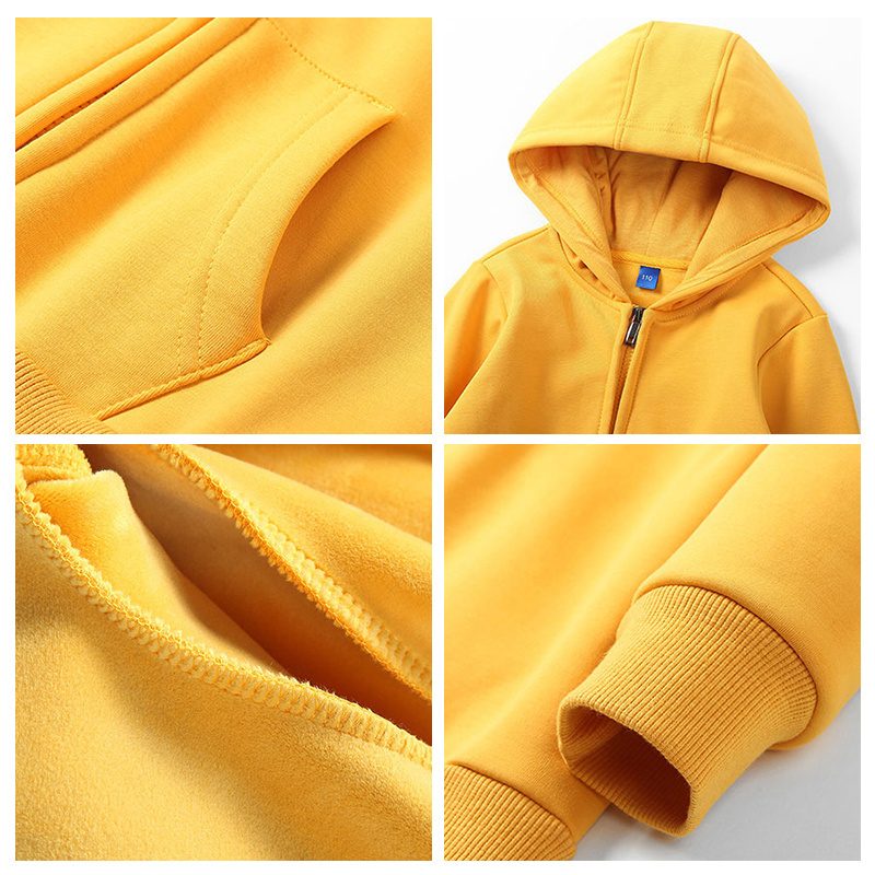 2023 zipper custom blank plain zip up winter Hoodies without drawstring for kids