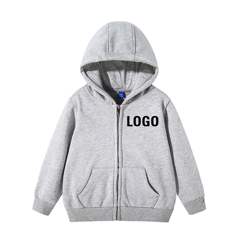 2023 zipper custom blank plain zip up winter Hoodies without drawstring for kids