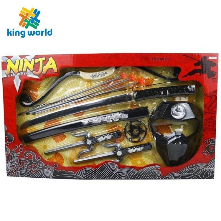 Hot salebox Japanese ninja Halloween weapons plastic toys Samurai sword bow bow knife fork darts children's set