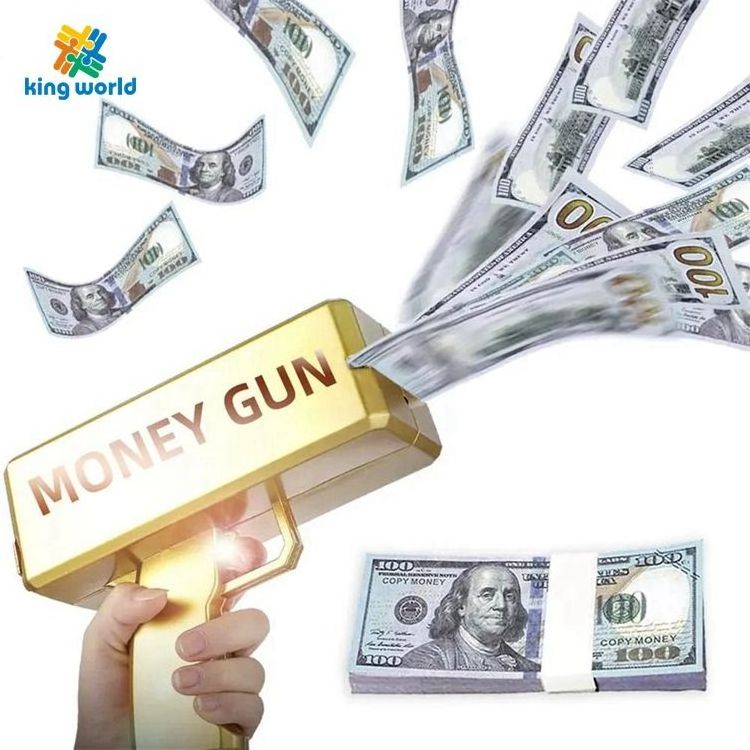 Gold Money Gun Make Cash Money Rain Super Plastic Gun Toy Shot Spray Real Golden Money Toy Gun for Party Custom Logo