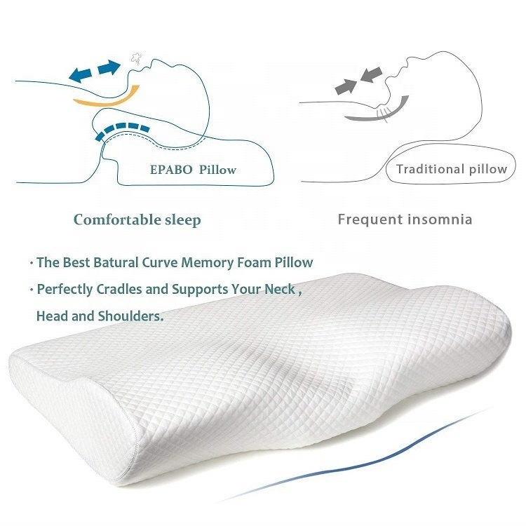 Kingworth Comfortable Cervical Butterfly Shape Neck Anti Snoring Contour Sleeping Memory Foam Orthopedic Pillow For Bed