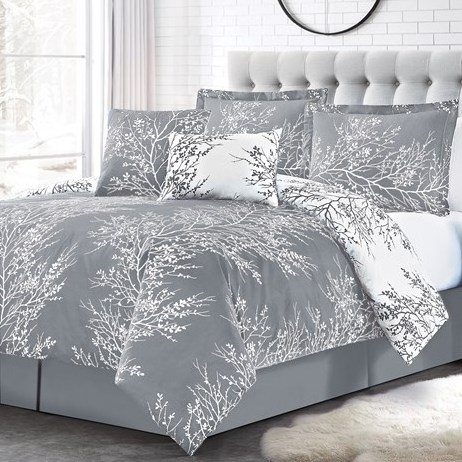 Kingworth Funda De Colcha Hot Sale Black Luxury Reversible Foliage Comforter King Size Sets