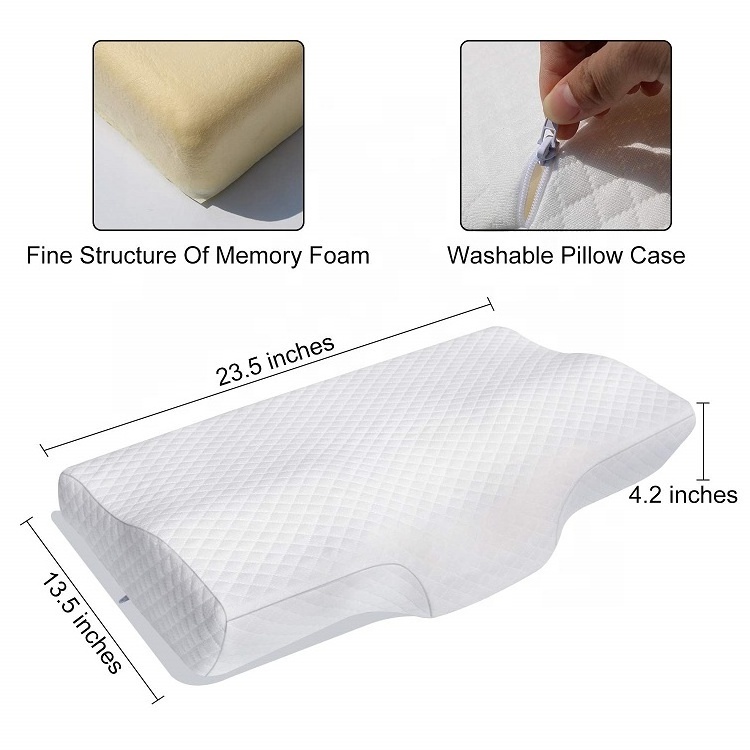 Kingworth Comfortable Cervical Butterfly Shape Neck Anti Snoring Contour Sleeping Memory Foam Orthopedic Pillow For Bed